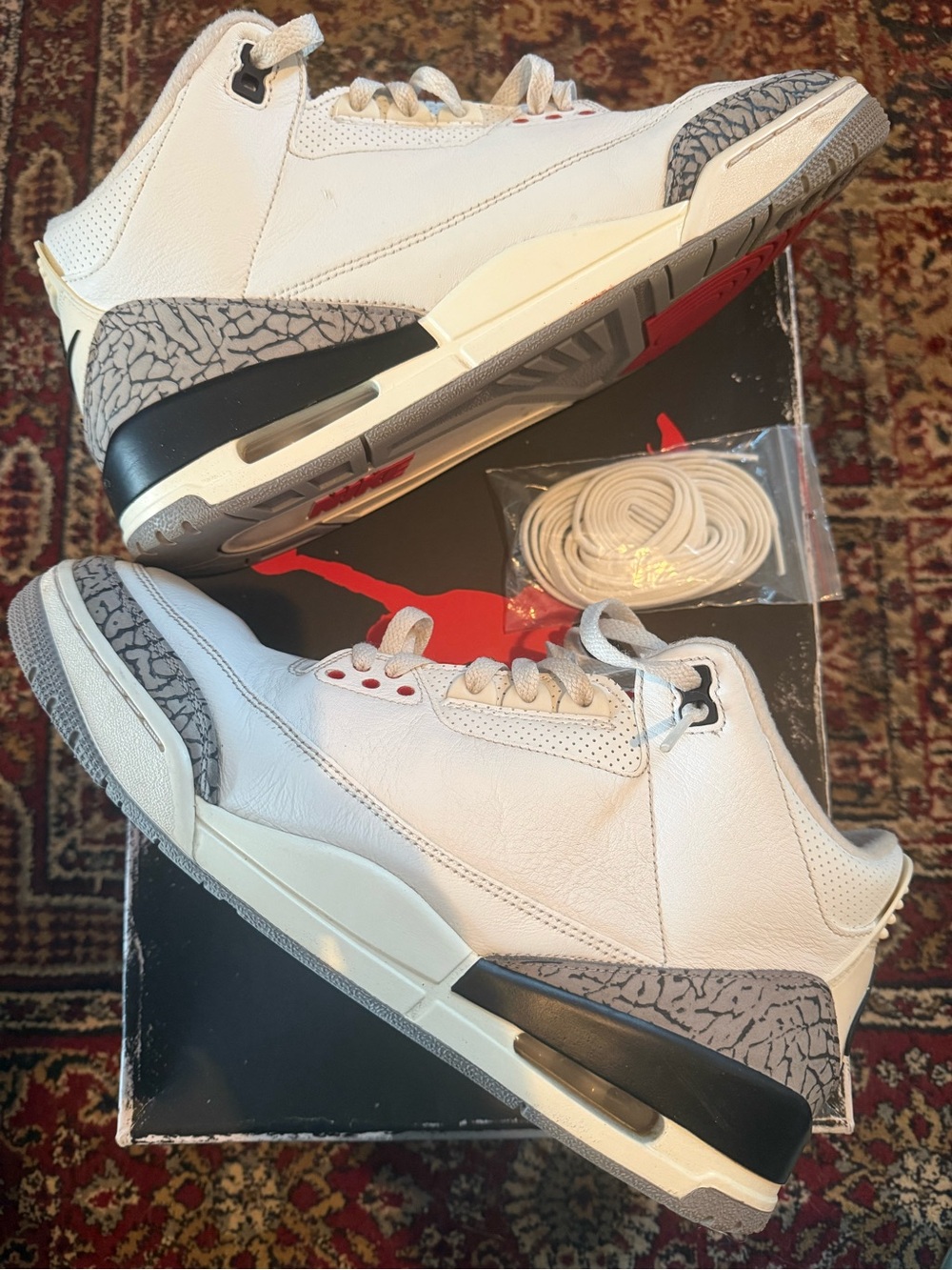 Jordan 3 Retro White Cement Reimagined- Grey & Black Retro Basketball Sneakers